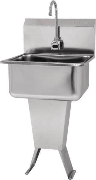 SANI-LAV - 19" Long x 16" Wide Inside, 1 Compartment, Grade 304 Stainless Steel Hands Free Hand Sink - 18 Gauge, 21" Long x 20" Wide x 46" High Outside, 10" Deep - Americas Industrial Supply