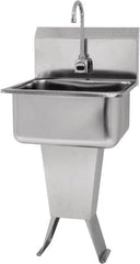 SANI-LAV - 19" Long x 16" Wide Inside, 1 Compartment, Grade 304 Stainless Steel Hands Free Hand Sink - 18 Gauge, 21" Long x 20" Wide x 46" High Outside, 10" Deep - Americas Industrial Supply