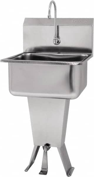 SANI-LAV - 19" Long x 16" Wide Inside, 1 Compartment, Grade 304 Stainless Steel Hands Free Hand Sink - 18 Gauge, 21" Long x 20" Wide x 46" High Outside, 10" Deep - Americas Industrial Supply