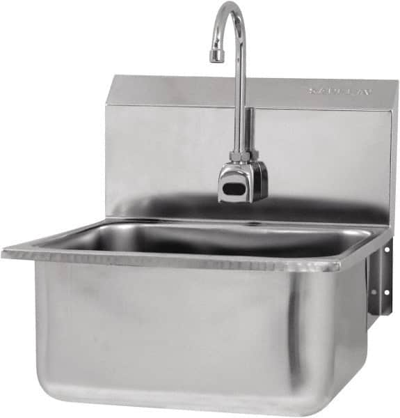 SANI-LAV - 19" Long x 16" Wide Inside, 1 Compartment, Grade 304 Stainless Steel Hands Free Hand Sink - 18 Gauge, 21" Long x 20" Wide x 24" High Outside, 10" Deep - Americas Industrial Supply