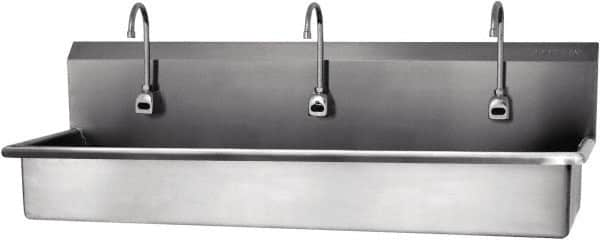 SANI-LAV - 57" Long x 16-1/2" Wide Inside, 1 Compartment, Grade 304 Stainless Steel Hands Free Hand Sink - 16 Gauge, 60" Long x 20" Wide x 18" High Outside, 8" Deep - Americas Industrial Supply