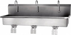 SANI-LAV - 57" Long x 16-1/2" Wide Inside, 1 Compartment, Grade 304 Stainless Steel Hands Free Hand Sink - 16 Gauge, 60" Long x 20" Wide x 18" High Outside, 8" Deep - Americas Industrial Supply