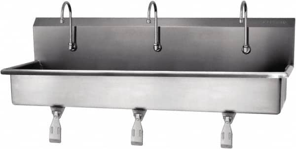 SANI-LAV - 57" Long x 16-1/2" Wide Inside, 1 Compartment, Grade 304 Stainless Steel Hands Free Hand Sink - 16 Gauge, 60" Long x 20" Wide x 18" High Outside, 8" Deep - Americas Industrial Supply