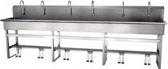 SANI-LAV - 117" Long x 16-1/2" Wide Inside, 1 Compartment, Grade 304 Stainless Steel Hands Free Hand Sink - 16 Gauge, 120" Long x 20" Wide x 45" High Outside, 8" Deep - Americas Industrial Supply