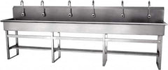 SANI-LAV - 117" Long x 16-1/2" Wide Inside, 1 Compartment, Grade 304 Stainless Steel Hands Free Hand Sink - 16 Gauge, 120" Long x 20" Wide x 45" High Outside, 8" Deep - Americas Industrial Supply