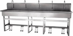 SANI-LAV - 97" Long x 16-1/2" Wide Inside, 1 Compartment, Grade 304 Stainless Steel Hands Free Hand Sink - 16 Gauge, 100" Long x 20" Wide x 45" High Outside, 8" Deep - Americas Industrial Supply