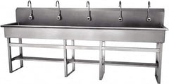 SANI-LAV - 97" Long x 16-1/2" Wide Inside, 1 Compartment, Grade 304 Stainless Steel Hands Free Hand Sink - 16 Gauge, 100" Long x 20" Wide x 45" High Outside, 8" Deep - Americas Industrial Supply