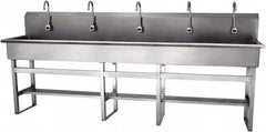 SANI-LAV - 97" Long x 16-1/2" Wide Inside, 1 Compartment, Grade 304 Stainless Steel Hands Free Hand Sink - 16 Gauge, 100" Long x 20" Wide x 45" High Outside, 8" Deep - Americas Industrial Supply