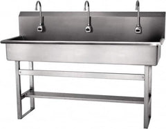 SANI-LAV - 57" Long x 16-1/2" Wide Inside, 1 Compartment, Grade 304 Stainless Steel Hands Free Hand Sink - 16 Gauge, 60" Long x 20" Wide x 45" High Outside, 8" Deep - Americas Industrial Supply