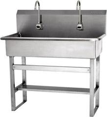 SANI-LAV - 37" Long x 16-1/2" Wide Inside, 1 Compartment, Grade 304 Stainless Steel Hands Free Hand Sink - 16 Gauge, 40" Long x 20" Wide x 45" High Outside, 8" Deep - Americas Industrial Supply