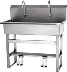 SANI-LAV - 37" Long x 16-1/2" Wide Inside, 1 Compartment, Grade 304 Stainless Steel Hands Free Hand Sink - 16 Gauge, 40" Long x 20" Wide x 45" High Outside, 8" Deep - Americas Industrial Supply