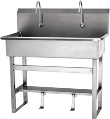 SANI-LAV - 37" Long x 16-1/2" Wide Inside, 1 Compartment, Grade 304 Stainless Steel Hands Free Hand Sink - 16 Gauge, 40" Long x 20" Wide x 45" High Outside, 8" Deep - Americas Industrial Supply