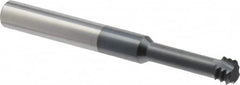 Scientific Cutting Tools - 1/2-13 UNC, 0.37" Cutting Diam, 3 Flute, Solid Carbide Helical Flute Thread Mill - Internal Thread, 1.2" LOC, 3-1/2" OAL, 3/8" Shank Diam - Americas Industrial Supply