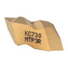 Kennametal - NTP3 Grade KC730, Internal/External Partial Profile 60° Threading Insert - 1.25 to 40mm & 6 to 20 TPI Ext Pitch, 20 to 50mm & 5 to 12 TPI Int Pitch, Right Hand Insert, TiN Finish, Carbide - Americas Industrial Supply