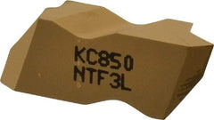 Kennametal - NTF3 Grade KC850, Internal/External Partial Profile 60° Threading Insert - 0.6 to 2.5mm & 10 to 44 TPI Ext Pitch, 10 to 2.5mm & 9 to 24 TPI Int Pitch, Left Hand Insert, TiC/TiCN/TiN Finish, Carbide - Americas Industrial Supply