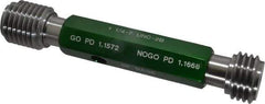 GF Gage - 1-1/4 - 7, Class 2B, Double End Plug Thread Go/No Go Gage - Hardened Tool Steel, Size 5 Handle Included - Americas Industrial Supply