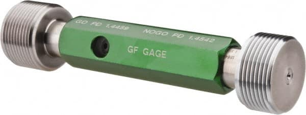 GF Gage - 1-1/2 - 12, Class 2B, Double End Plug Thread Go/No Go Gage - Hardened Tool Steel, Size 5 Handle Included - Americas Industrial Supply