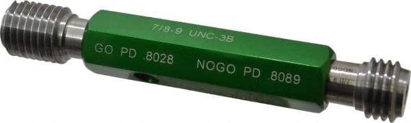 GF Gage - 7/8-9, Class 3B, Double End Plug Thread Go/No Go Gage - Hardened Tool Steel, Size 4 Handle Included - Americas Industrial Supply