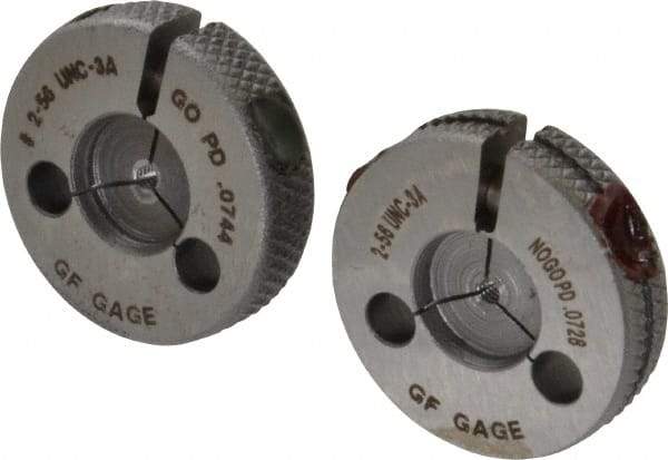 GF Gage - 2-56 Go/No Go Double Ring Thread Gage - Class 3A - Americas Industrial Supply