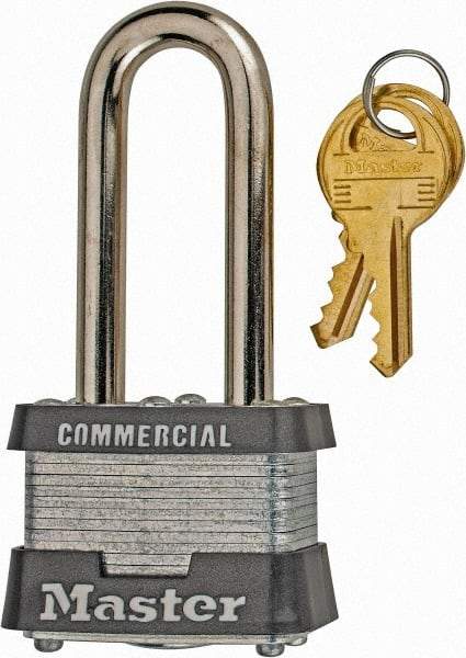 Master Lock - 2" Shackle Clearance, Keyed Alike Laminated Steel Padlock - 9/32" Shackle Diam, Laminated Steel - Americas Industrial Supply