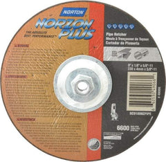 Norton - 30 Grit, 9" Wheel Diam, 1/8" Wheel Thickness, Type 27 Depressed Center Wheel - Ceramic, 6,600 Max RPM, Compatible with Angle Grinder - Americas Industrial Supply
