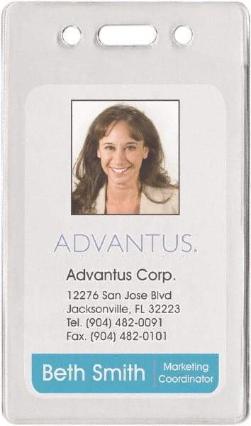 ADVANTUS - Clip-On Badge Holder - Clear - Americas Industrial Supply