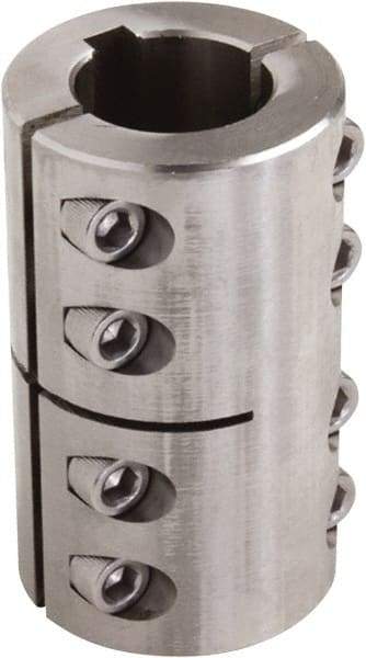 Climax Metal Products - 7/8" Inside x 1-5/8" Outside Diam, Two Piece Rigid Coupling with Keyway - 2-1/2" Long x 3/16" Keyway Width x 3/32" Keyway Depth - Americas Industrial Supply