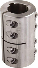 Climax Metal Products - 1-1/8" Inside x 1-7/8" Outside Diam, Two Piece Rigid Coupling with Keyway - 3-1/8" Long x 1/4" Keyway Width x 1/8" Keyway Depth - Americas Industrial Supply