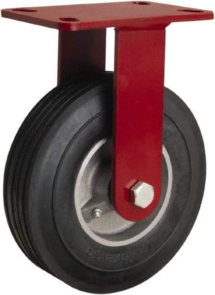 Hamilton - 8" Diam x 2" Wide, Rubber Rigid Caster - 500 Lb Capacity, Top Plate Mount, 4-1/2" x 6-1/2" Plate, Straight Roller Bearing - Americas Industrial Supply