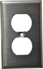 Leviton - 1 Gang, 4-1/2 Inch Long x 2-3/4 Inch Wide, Standard Outlet Wall Plate - Duplex Outlet, Metallic, Stainless Steel - Americas Industrial Supply