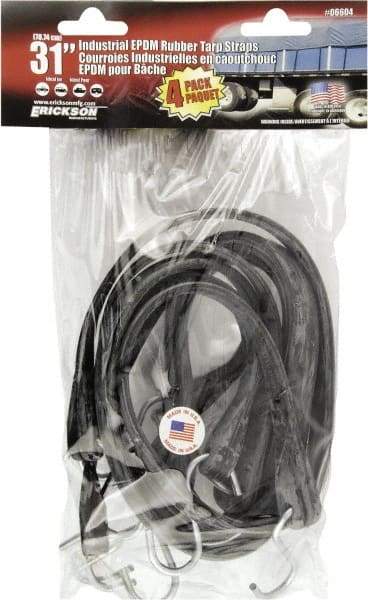 Erickson Manufacturing - Tarp Strap with S Hook - 31" OAL, Black - Americas Industrial Supply