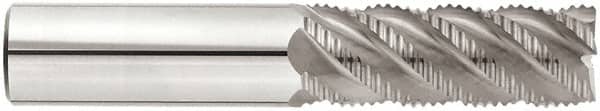 Niagara Cutter - 5/8" Diam, Fine Pitch, 1-5/8" LOC, 5 Flute Solid Carbide 45° Corner Chamfer Roughing End Mill - AlTiN Finish, 3-1/2" OAL, 5/8" Shank Diam, Single End, Centercutting, 45° Helix - Americas Industrial Supply