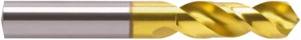 Guhring - 3/32" 118° Spiral Flute Cobalt Screw Machine Drill Bit - TiN Finish, Right Hand Cut, 14mm Flute Length, 43mm OAL, Four Facet, Split Point, Straight Shank - Americas Industrial Supply