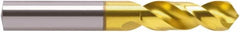 Guhring - 3/32" 118° Spiral Flute Cobalt Screw Machine Drill Bit - TiN Finish, Right Hand Cut, 14mm Flute Length, 43mm OAL, Four Facet, Split Point, Straight Shank - Americas Industrial Supply
