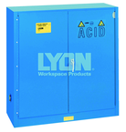 Acid Storage Cabinet - #5541 - 43 x 18 x 44" - 30 Gallon - w/one shelf, two poly trays, bi-fold self-closing door - Blue Only - Americas Industrial Supply