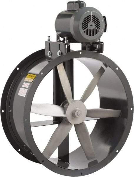 Americraft - 5 hp 34" TEFC Belt Drive Tube Axial Duct Fan - 20,500 CFM at 0 Static Pressure, 1,416 RPM, Three Phase - Americas Industrial Supply