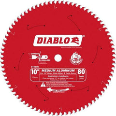 Freud - 10" Diam, 5/8" Arbor Hole Diam, 80 Tooth Wet & Dry Cut Saw Blade - Carbide-Tipped, Burr-Free Action, Standard Round Arbor - Americas Industrial Supply