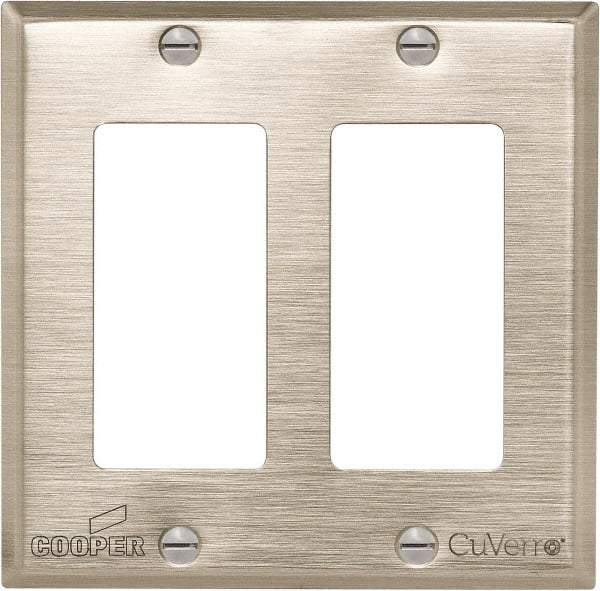 Cooper Wiring Devices - 2 Gang, 4-1/2 Inch Long, Standard Switch Plate - Decorator Switch, White Bronze, Antimicrobial Copper - Americas Industrial Supply