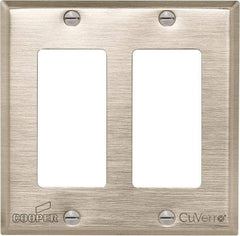 Cooper Wiring Devices - 2 Gang, 4-1/2 Inch Long, Standard Switch Plate - Decorator Switch, White Bronze, Antimicrobial Copper - Americas Industrial Supply