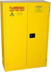 PRO-SAFE - 2 Door, 2 Shelf, Yellow Steel Standard Safety Cabinet for Flammable and Combustible Liquids - 65" High x 43" Wide x 18" Deep, Self Closing Door, 3 Point Key Lock, 45 Gal Capacity - Americas Industrial Supply