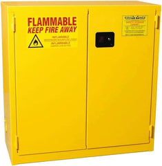 PRO-SAFE - 2 Door, 1 Shelf, Yellow Steel Standard Safety Cabinet for Flammable and Combustible Liquids - 44" High x 43" Wide x 18" Deep, Self Closing Door, 3 Point Key Lock, 30 Gal Capacity - Americas Industrial Supply