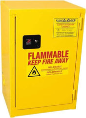 PRO-SAFE - 1 Door, 1 Shelf, Yellow Steel Space Saver Safety Cabinet for Flammable and Combustible Liquids - 35" High x 23" Wide x 18" Deep, Manual Closing Door, 3 Point Key Lock, 12 Gal Capacity - Americas Industrial Supply