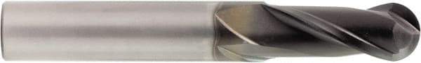 OSG - 5/32" Diam, 9/16" LOC, 2 Flute Solid Carbide Ball End Mill - Diamond Finish, Single End, 2" OAL, 1/8" Shank Diam, Spiral Flute - Americas Industrial Supply