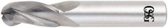 OSG - 9/16" Diam, 1-1/8" LOC, 3 Flute Solid Carbide Ball End Mill - TiAlN Finish, Single End, 3-1/2" OAL, 9/16" Shank Diam, Spiral Flute - Americas Industrial Supply
