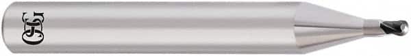 OSG - 0.8mm Diam, 0.5mm LOC, 2 Flute Solid Carbide Ball End Mill - TiAlN Finish, Single End, 45mm OAL, 4mm Shank Diam, Spiral Flute - Americas Industrial Supply
