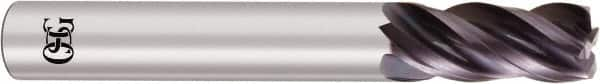 OSG - 1", 4 Flute, Single End, Solid Carbide, 0.09" Corner Radius End Mill - 4" OAL, Right Hand Flute, 1-1/2" LOC, Right Hand Cut - Americas Industrial Supply