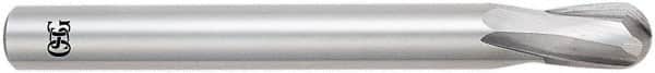 OSG - 7/16" Diam, 21/32" LOC, 2 Flute Solid Carbide Ball End Mill - Uncoated, Single End, 5" OAL, 7/16" Shank Diam, Spiral Flute - Americas Industrial Supply