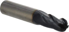 OSG - 29/64" Diam, 1" LOC, 4 Flute Solid Carbide Ball End Mill - TiAlN Finish, Single End, 3" OAL, 1/2" Shank Diam, Spiral Flute - Americas Industrial Supply