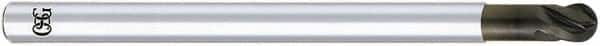OSG - 5/16" Diam, 5/16" LOC, 4 Flute Solid Carbide Ball End Mill - Diamond Finish, Single End, 4" OAL, 5/16" Shank Diam, Spiral Flute - Americas Industrial Supply