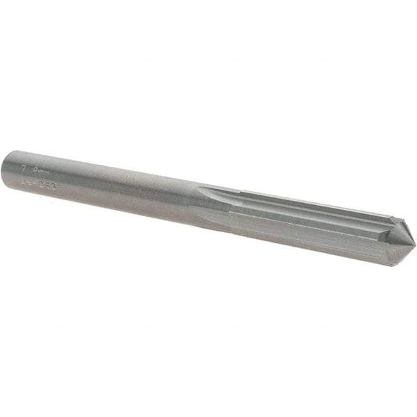 OSG - 7.8mm Solid Carbide Chucking Reamer - Straight Flute, 7.14mm Straight Shank, 29mm Flute Length, 83mm OAL - Americas Industrial Supply